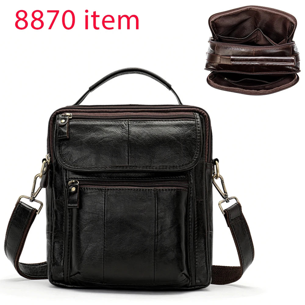 Genuine Leather Black Men's Designer Bags Leather Crossbody Messenger Bags Handbags - EUFASHIONBAGS