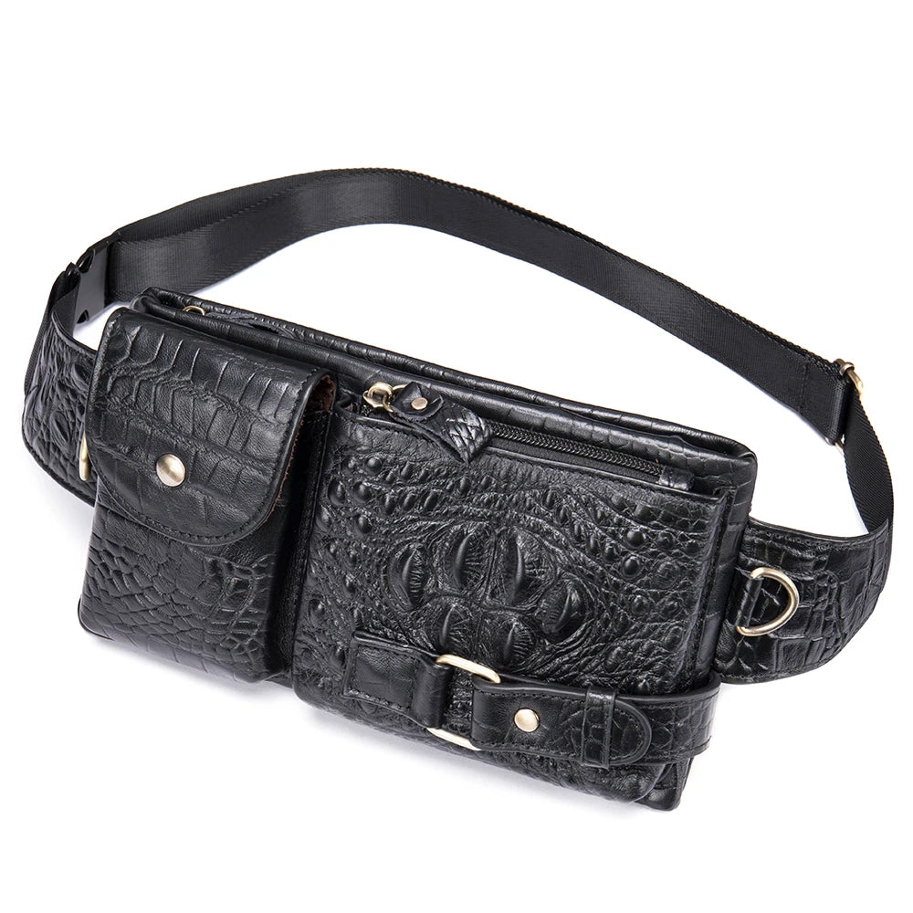 Genuine Leather Waist Packs Men Waist Bags Fanny Pack Belt Bag Phone Bags Travel Waist Pack Male Small Waist Bag Leather - EUFASHIONBAGS