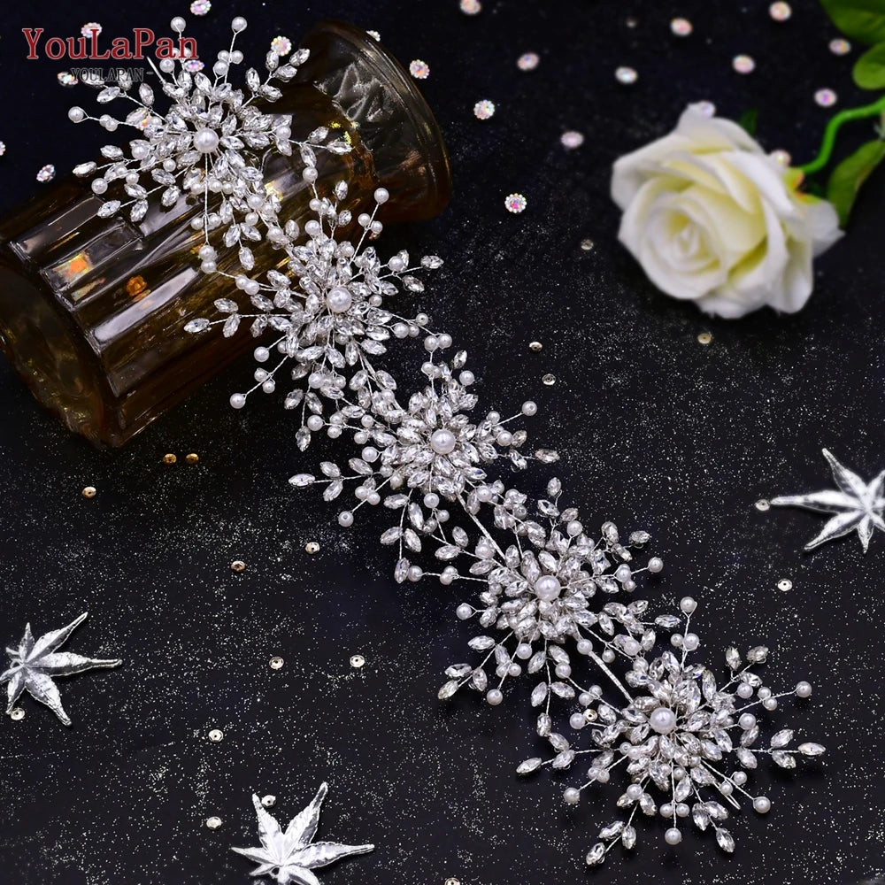 Handmade Crystal Rhinestones Silver Golden Wedding Headband Headpiece Jewelled Headband Wedding Hair Jewelry - EUFASHIONBAGS