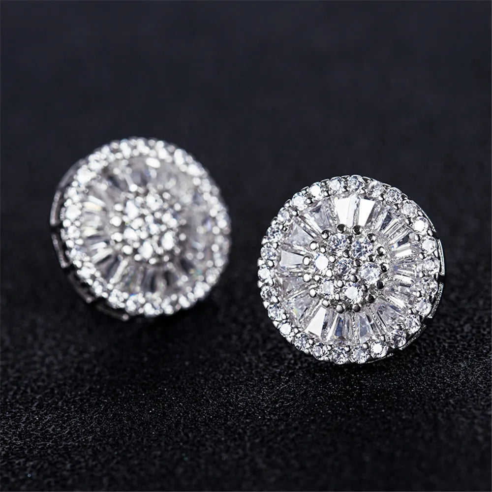 High Quality Stud Earrings with Brilliant Fireworks Shape CZ Jewelry Engagement Wedding Earrings for Women Girls - EUFASHIONBAGS