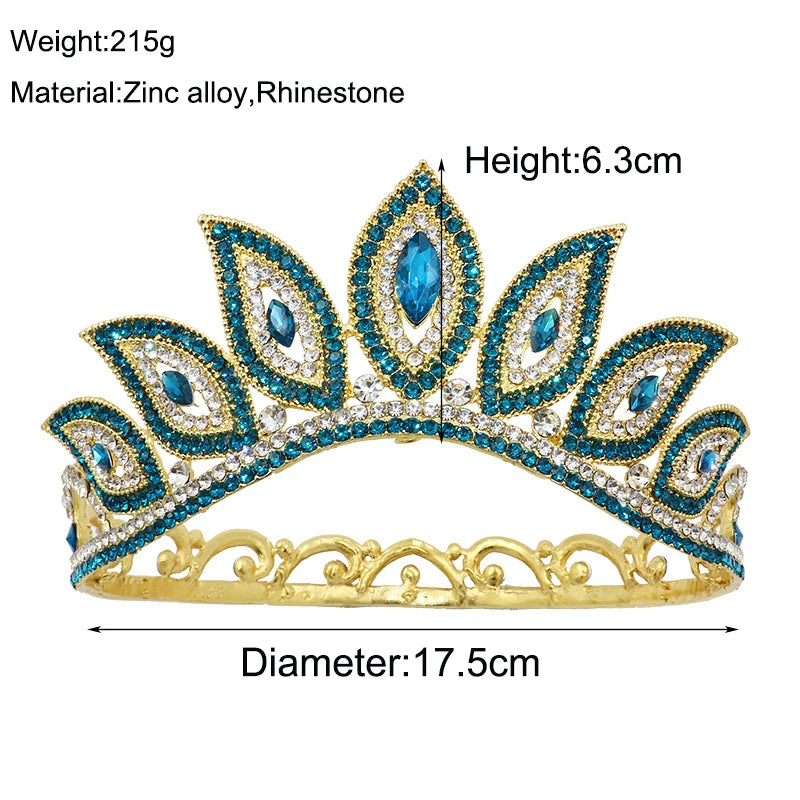 Rhinestone Queen Tiaras and Crowns Bride Women Girl Hair Ornaments Diadem Headpiece Bridal Wedding Head Jewelry Accessories - EUFASHIONBAGS