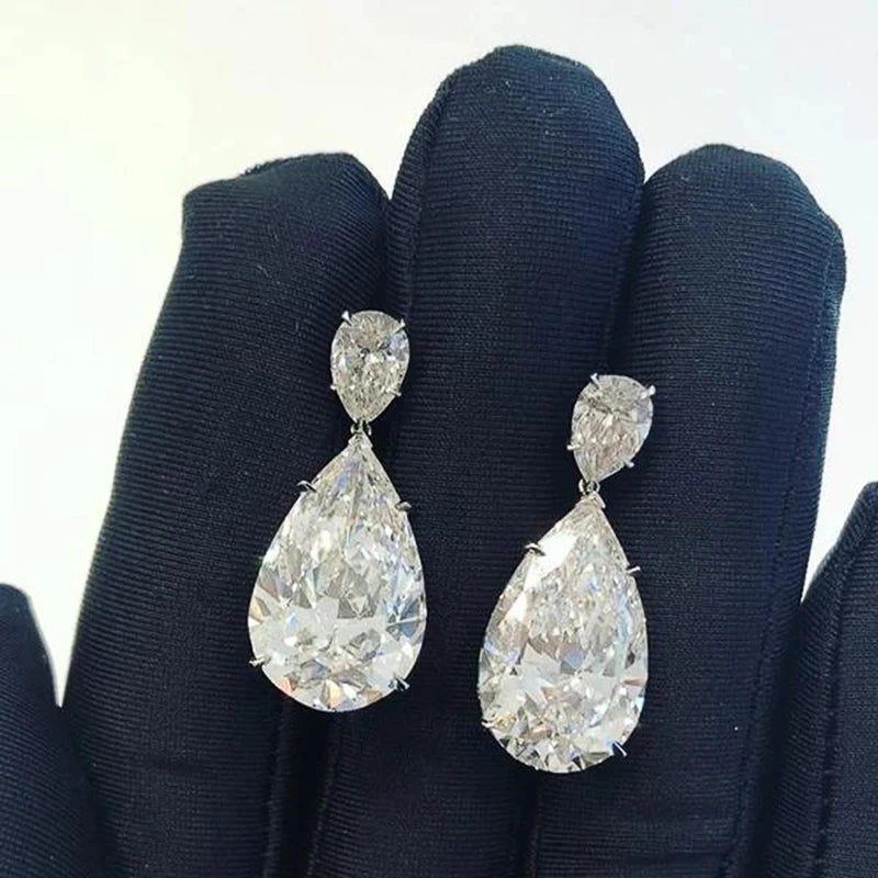 Dangle Earrings for Women Crystal Teardrop Cubic Zirconia Luxury Bride Wedding Earrings Trendy Jewelry