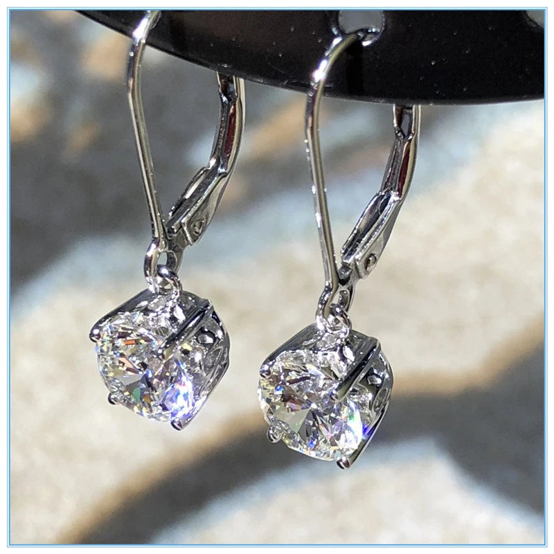 Simple Dangle Earrings for Women Round Cubic Zirconia Pendent Female Accessories Gift Fashion Jewelry