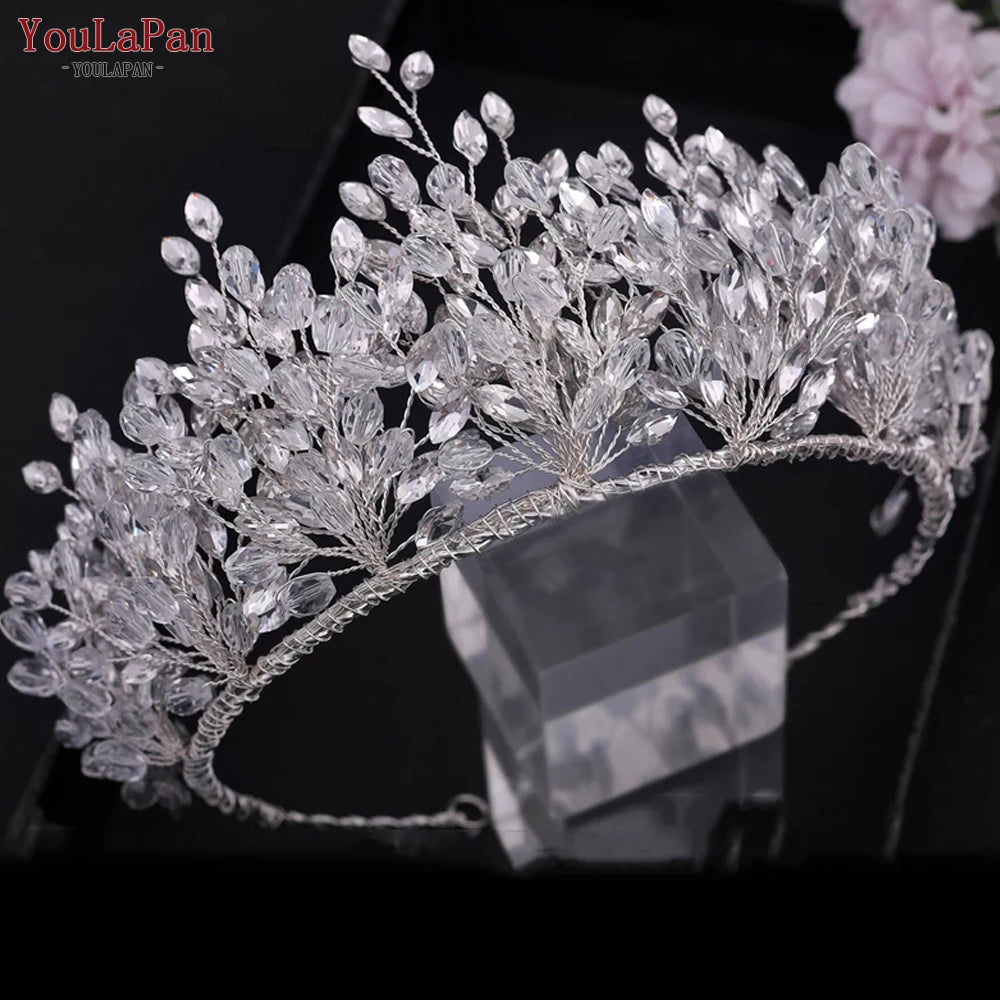 AB Colorful Rhinestone Princess Crown Luxury Crystal AB Bridal Crown Tiaras Fashion Women Hair Accessories HP193P-C