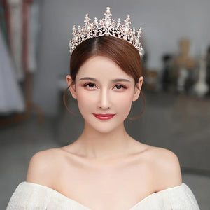 Baroque Luxury Silver Color Crystal Pearls Bridal Tiaras Crowns Rhinestone Pageant Diadem CZ Headbands Wedding Hair Accessories