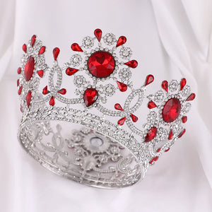 Big Round Tiaras and Crowns Baroque Crystal Wedding Hair Jewelry Accessories Queen Princess Diadem Bridal Women Hair Ornaments