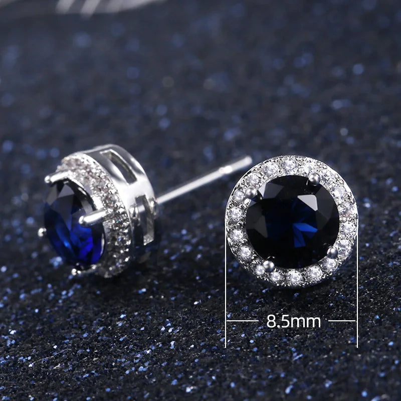 Classic Round Cubic Zirconia Prong Setting Women's Stud Earring 6 Color Delicate Wedding Engagement Evening Party Jewelry