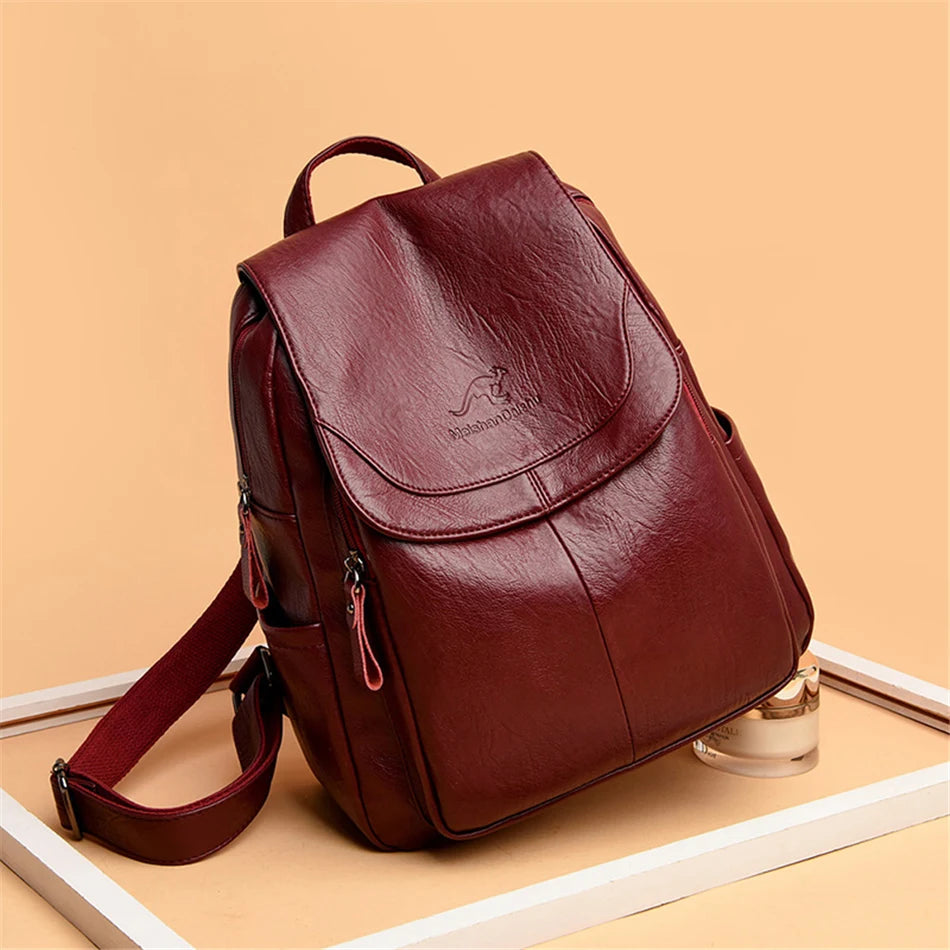 White Women Backpack Female Leather Backpacks Ladies Sac A Dos School Bags for Girls Large Travel Back Pack Rucksacks - EUFASHIONBAGS