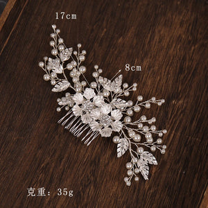 Pearl Leaf Hair Comb Wedding Hair Accessories Bride Hair Ornament For Women Bridal Hair Jewelry Crystal Hair Comb Hairband Gift