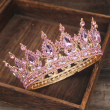 Cargar imagen en el visor de la galería, Pink Crystal Tiaras and Crowns Queen Princess Pageant Diadem Women Girl Hair Ornaments Bridal Wedding Hair Jewelry Accessories