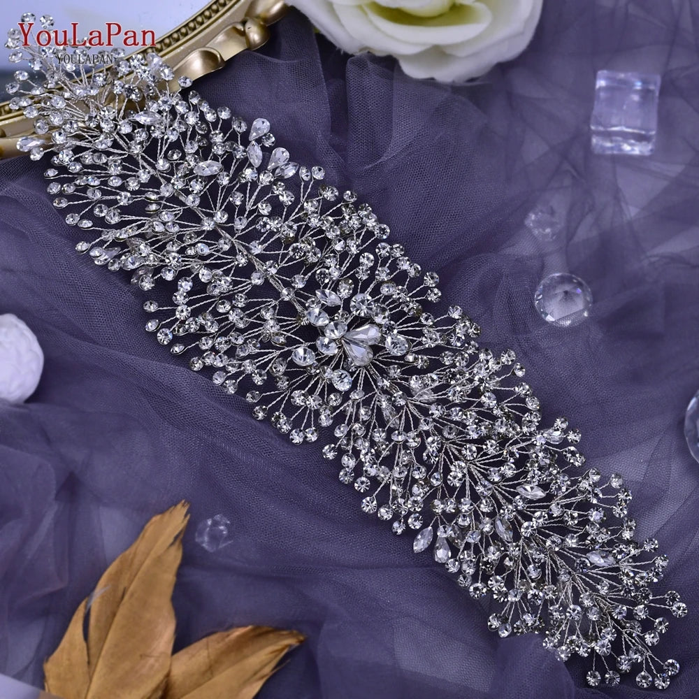 Handmade Crystal Rhinestones Silver Golden Wedding Headband Headpiece Jewelled Headband Wedding Hair Jewelry - EUFASHIONBAGS