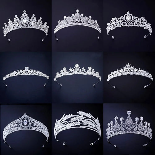 Silver Color Crowns and Tiaras Hair Accessories For Women Wedding Accessories Crown For Bridal Crystal Rhinestone Diadema Tiara