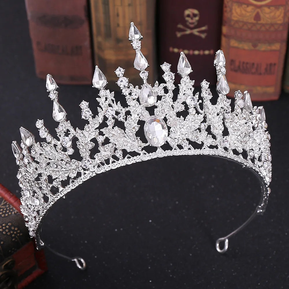 Baroque Retro Bronze Violet Crystal Bridal Tiaras Crown Rhinestone Pageant Diadem Veil Tiara Headbands Wedding Hair Accessories - EUFASHIONBAGS