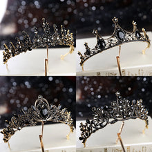 Laden Sie das Bild in den Galerie-Viewer, Baroque Retro Black Luxury Bridal Crystal Tiaras Crowns Princess Queen Pageant Prom Rhinestone Veil Tiara Wedding Hair Accessory