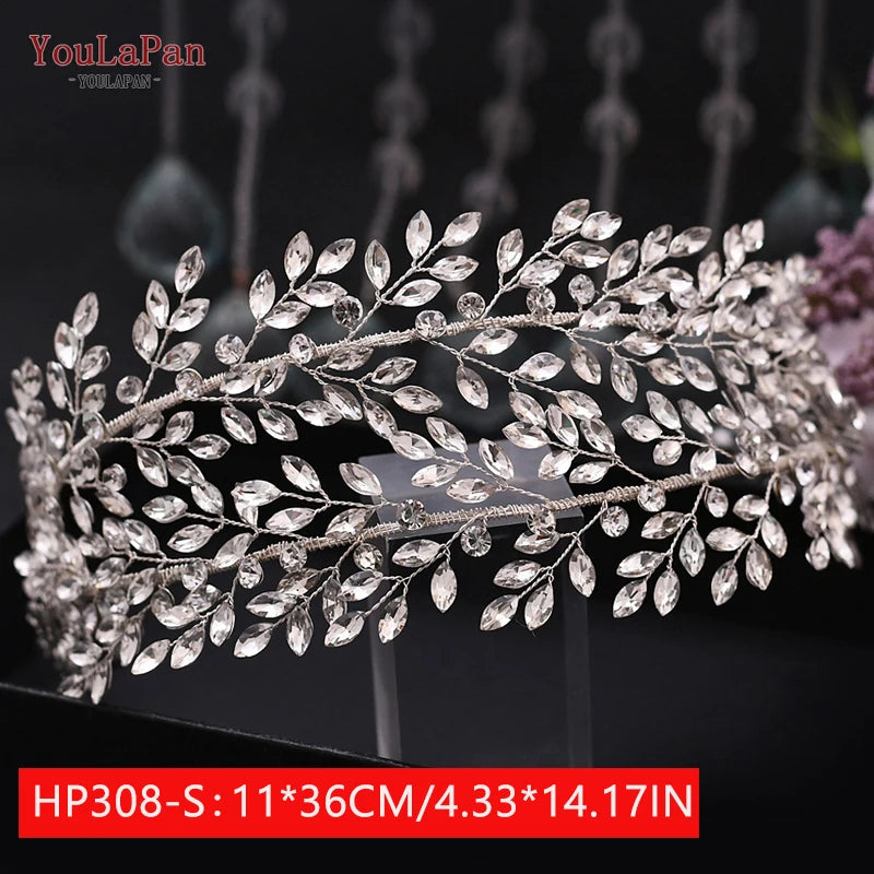 Bridal Tiaras for Wedding Rhinestone Hair Piece Crystal Headpiece Wedding Headpieces for Bride Hair Jewelry HP304 - EUFASHIONBAGS