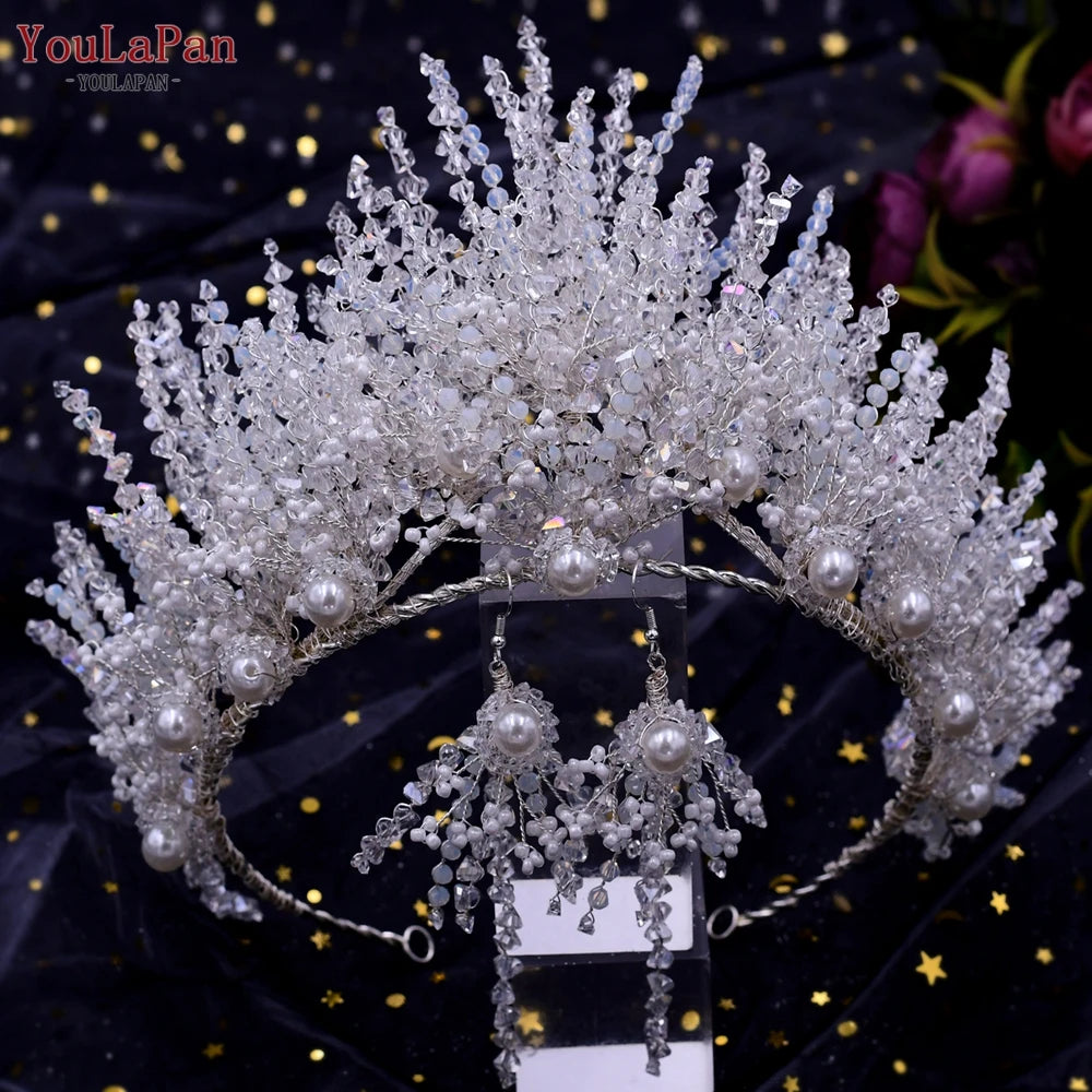 AB Colorful Rhinestone Princess Crown Luxury Crystal AB Bridal Crown Tiaras Fashion Women Hair Accessories HP193P-C