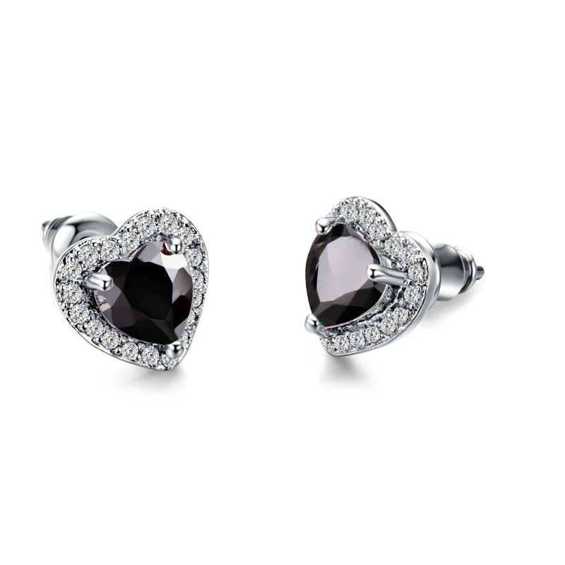 Classic Heart Shape Women Stud Earring Gorgeous Micro Paved CZ Stone Romantic Girl Accessories Classic Earring