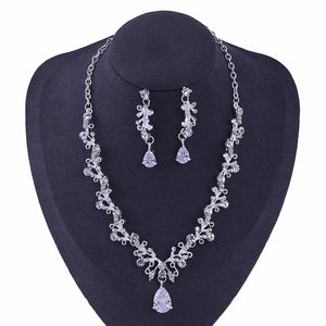 Luxury Crystal Leaf Bridal Jewelry Sets Rhinestone Crown Tiaras Necklace Earrings Set for Bride African Beads Jewelry Sets Gift