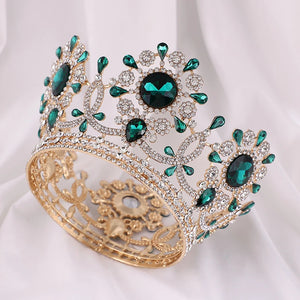 Big Round Tiaras and Crowns Baroque Crystal Wedding Hair Jewelry Accessories Queen Princess Diadem Bridal Women Hair Ornaments