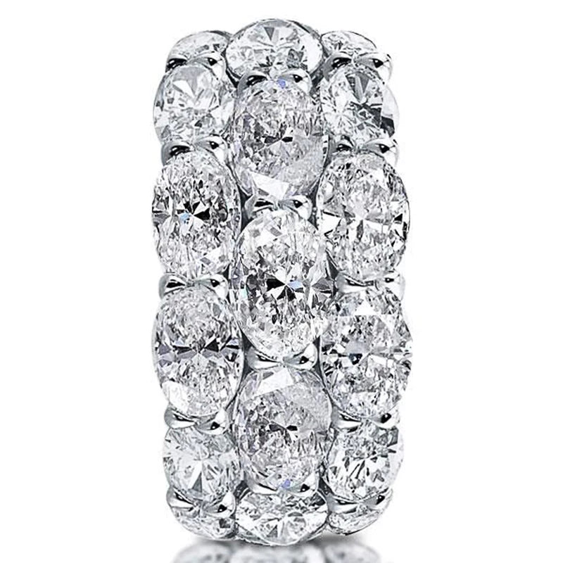 New Bling Bling Women's Wedding Rings with Oval Cubic Zirconia Crystal Shiny Accessories for Party Jewelry Statement Ring - EUFASHIONBAGS