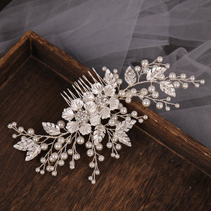 Pearl Leaf Hair Comb Wedding Hair Accessories Bride Hair Ornament For Women Bridal Hair Jewelry Crystal Hair Comb Hairband Gift