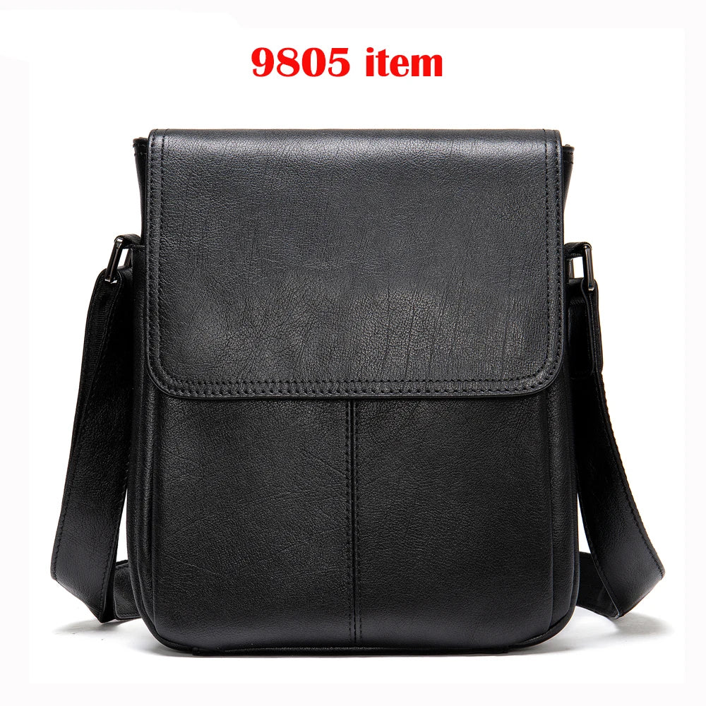 Genuine Leather Black Men's Designer Bags Leather Crossbody Messenger Bags Handbags - EUFASHIONBAGS