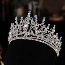 Cargar imagen en el visor de la galería, Baroque Luxury Bling Crystal Heart Bridal Tiaras Crown Big Rhinestone Pageant Diadem Bride Hairbands Wedding Hair Accessories