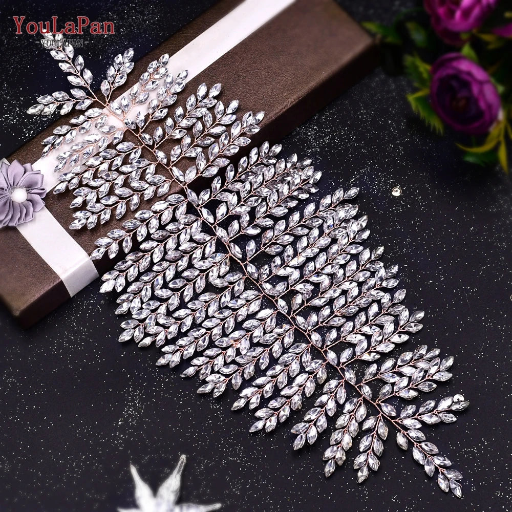 Handmade Crystal Rhinestones Silver Golden Wedding Headband Headpiece Jewelled Headband Wedding Hair Jewelry - EUFASHIONBAGS