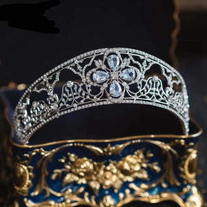 Luxury Cubic Zirconia Crown Crystal Bridal Tiaras Baroque Rhinestone Pageant Diadem Dubai Jewelry Party Wedding Hair Accessories