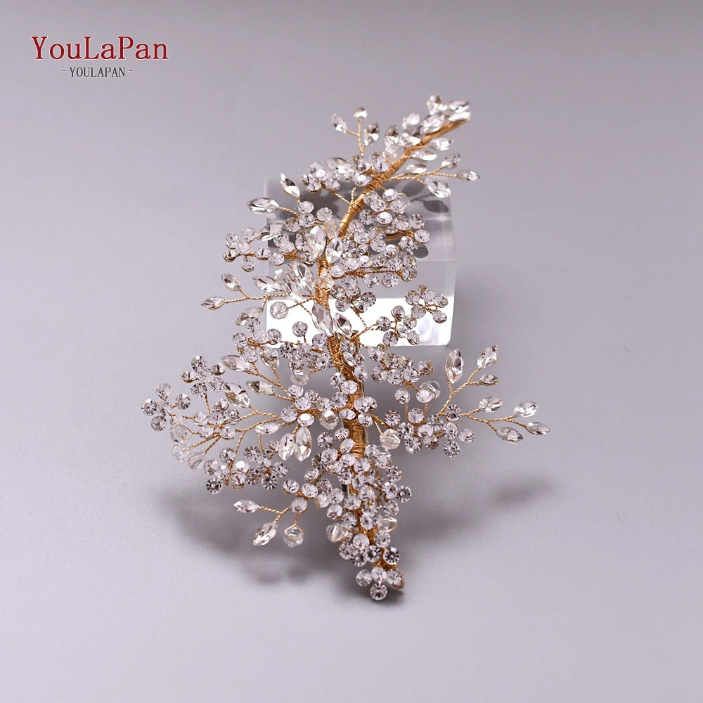 Luxury Crystal Bridal Headpiece Floral Wedding Hair Vine Clip Party Prom Hair Jewelry Brides Hair Accessories - EUFASHIONBAGS