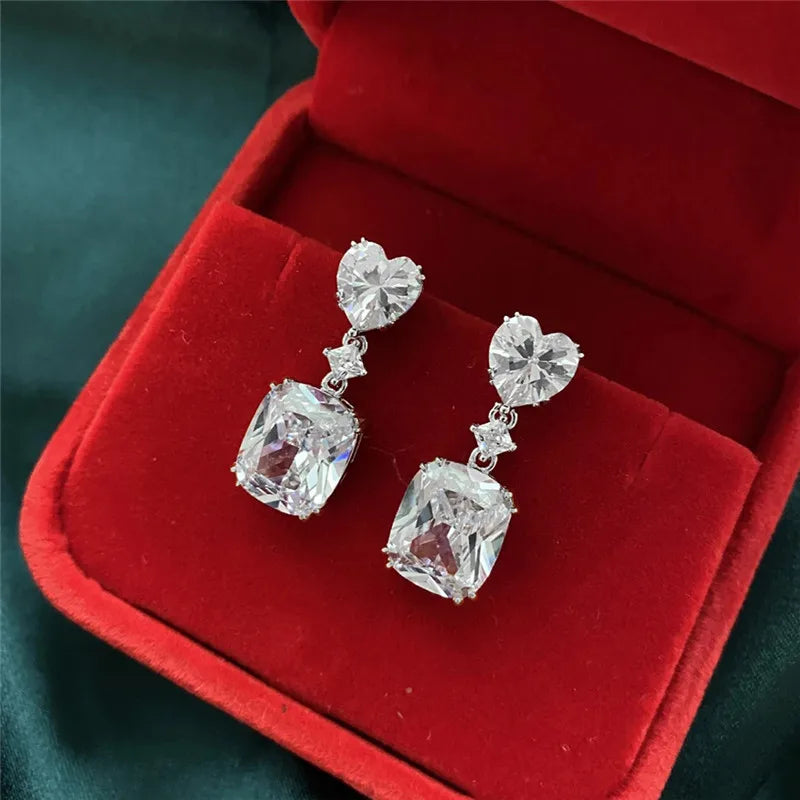 New Trendy Women Dangle Earrings Geometric Cubic Zirconia Wedding Engagement Accessories Elegant Earrings Female Jewelry