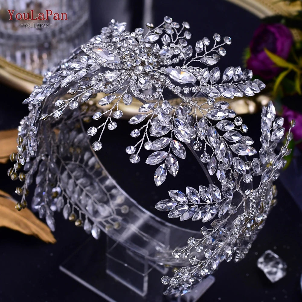 Wedding Tiara Crystal Bridal Headband Women Hair Crown Bridal Hair Accessories Bride Headpieces for Party Banquet - EUFASHIONBAGS