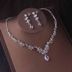 Silver Color Crystal Bridal Jewelry Sets Rhinestone Tiaras Crown Necklace Earrings bj16 - www.eufashionbags.com