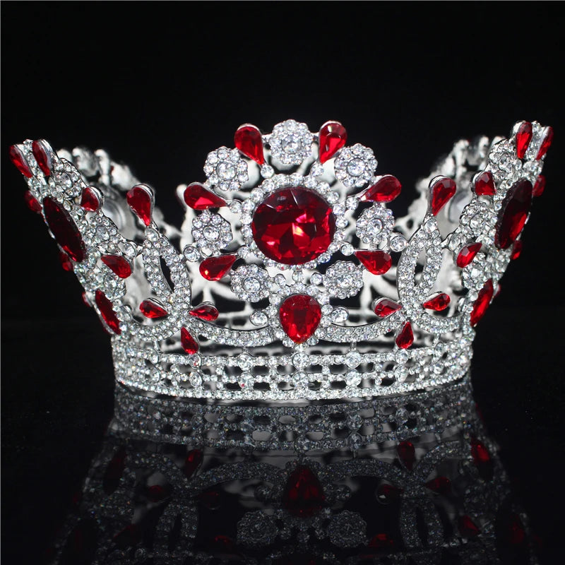 Big Round Tiaras and Crowns Baroque Crystal Wedding Hair Jewelry Accessories Queen Princess Diadem Bridal Women Hair Ornaments - EUFASHIONBAGS