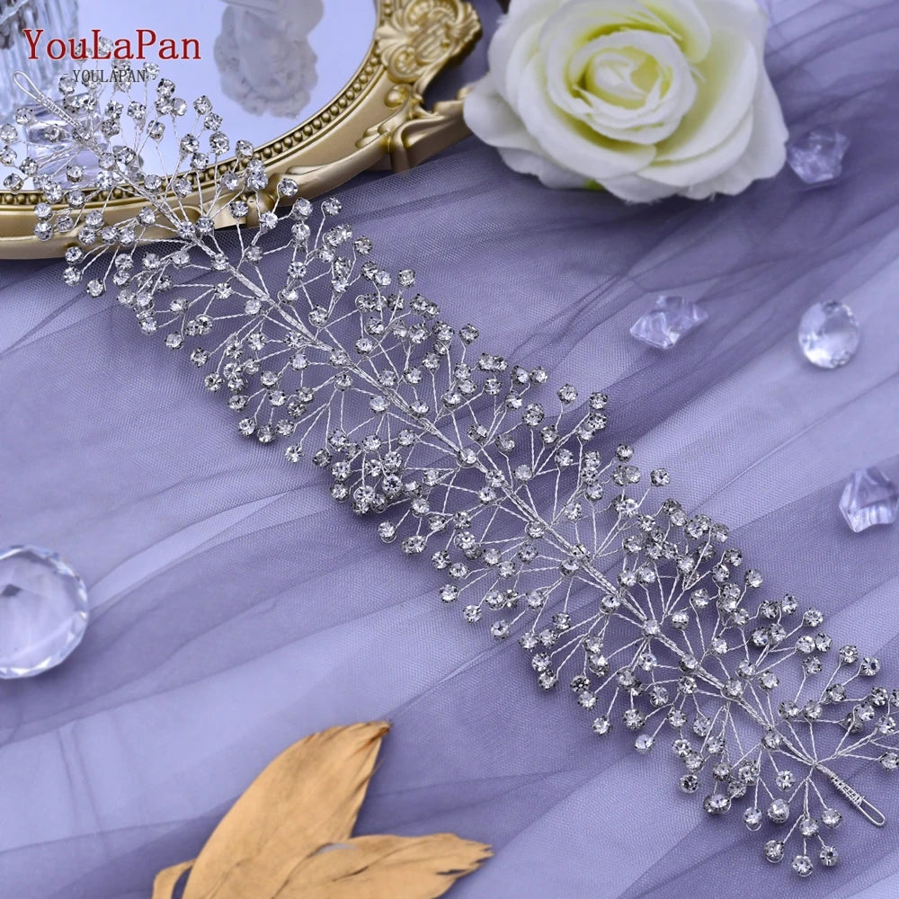 Handmade Crystal Rhinestones Silver Golden Wedding Headband Headpiece Jewelled Headband Wedding Hair Jewelry - EUFASHIONBAGS