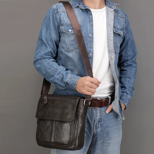 Men Shoulder Bag High Quality Male Bag Cowhide Leather Crossbody Bags Capacity Men Messenger Tote Bags - EUFASHIONBAGS