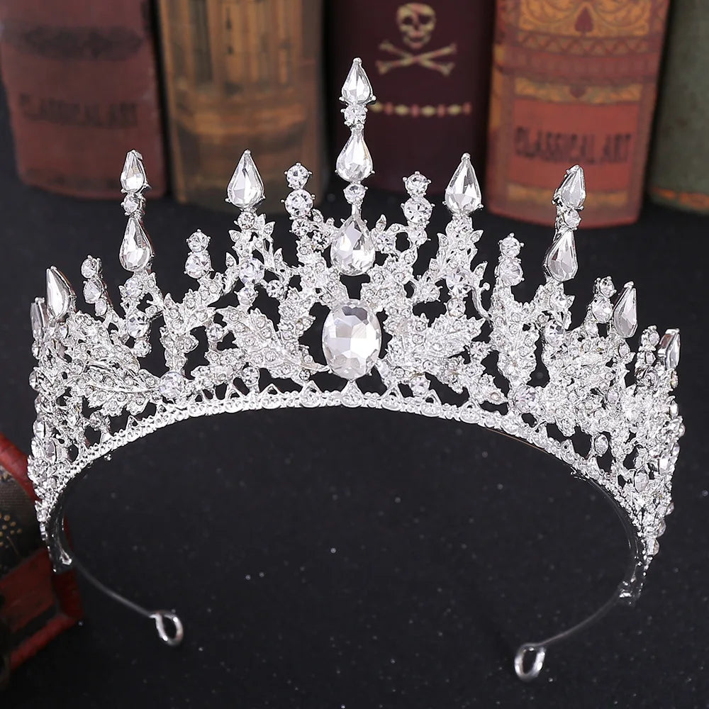 Baroque Retro Bronze Violet Crystal Bridal Tiaras Crown Rhinestone Pageant Diadem Veil Tiara Headbands Wedding Hair Accessories - EUFASHIONBAGS