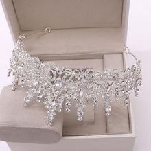 Laden Sie das Bild in den Galerie-Viewer, Silver Color Crystal Bridal Jewelry Sets Rhinestone Tiaras Crown Necklace Earrings bj16 - www.eufashionbags.com