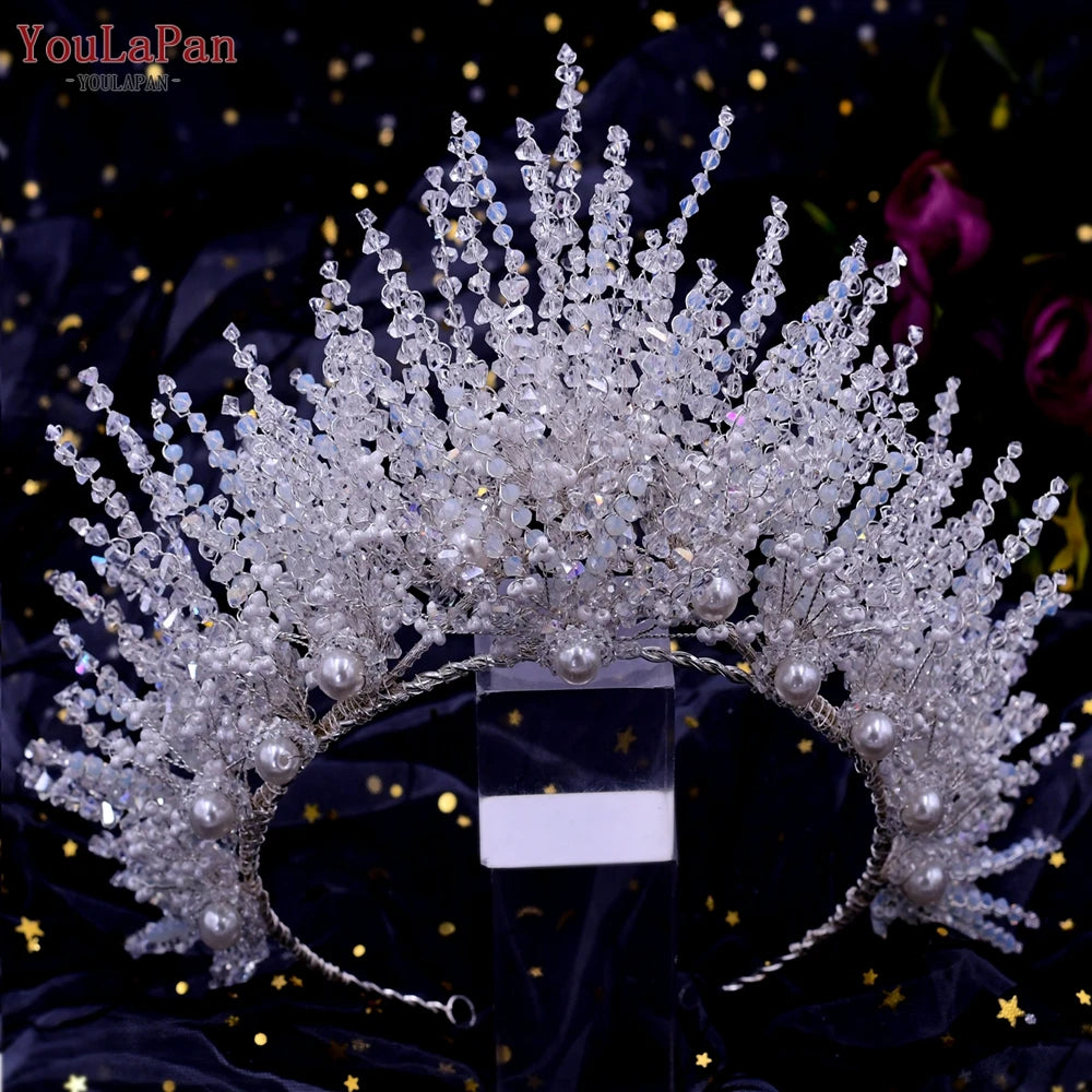 AB Colorful Rhinestone Princess Crown Luxury Crystal AB Bridal Crown Tiaras Fashion Women Hair Accessories HP193P-C