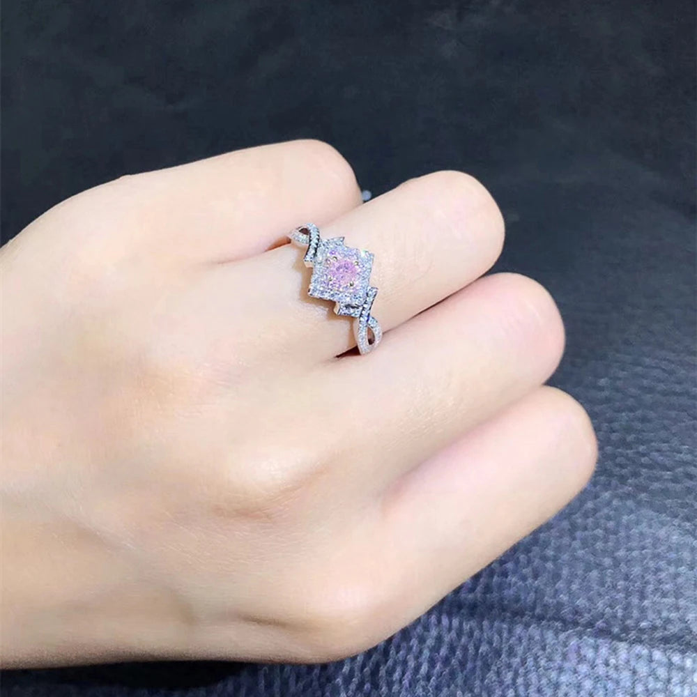 Pink CZ Women Engagement Rings Romantic Novel Design Female Rings Valentine's Day Anniversary Love Gift Statement Jewelry