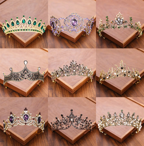 Vintage Baroque Queen Crown And Tiara Crystal Rhinestone Crown Bridal Diadem Hair Jewelry Wedding Hair Accessories Party Tiaras