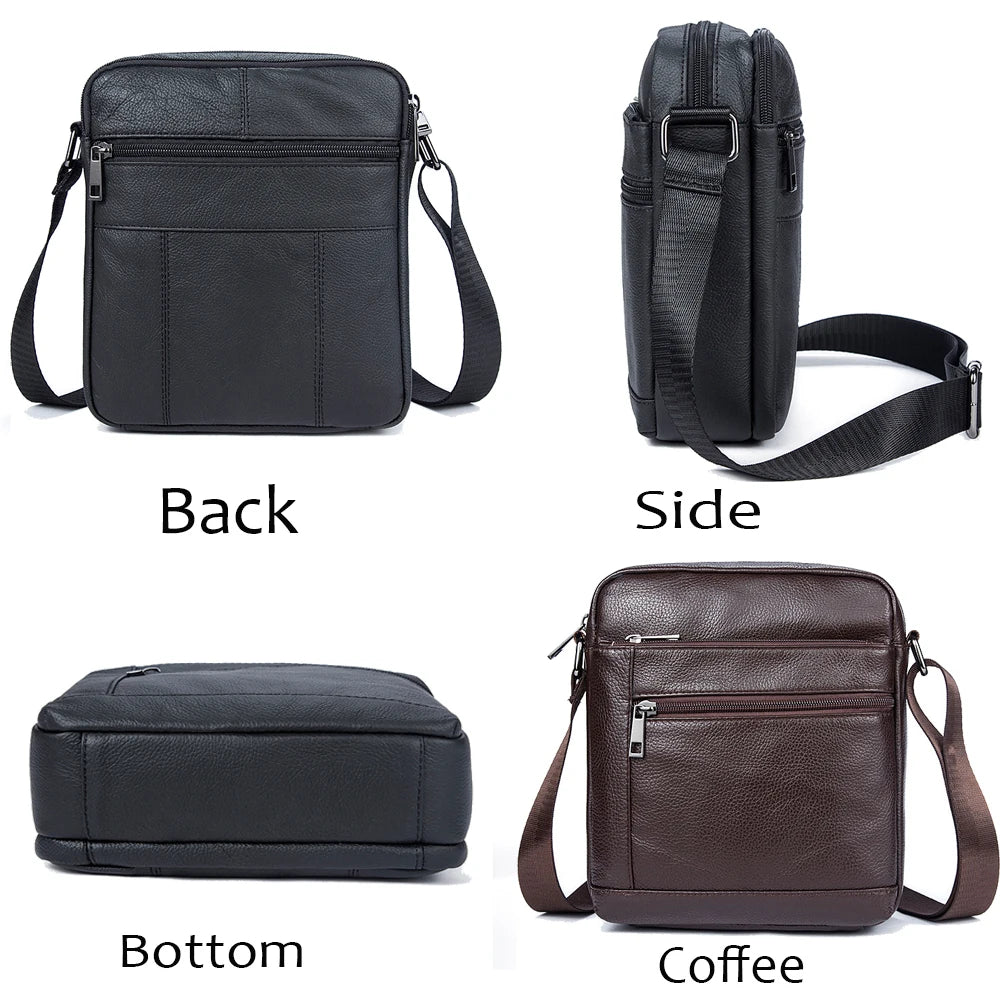 Men's Shoulder Bags Small Men's Bag Genuine Leather Black Crossbody Bags for Men Flap Man Messenger Bag Male Leather - EUFASHIONBAGS