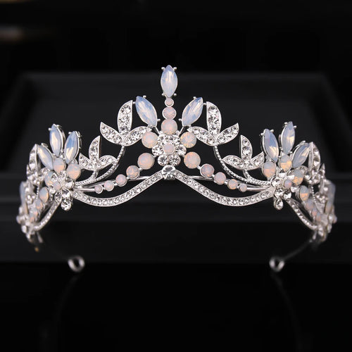 Baroque Vintage Crystal Leaf Beads Tiaras Rhinestone Queen Crowns Wedding Hair Accessories Bridal Hair Jewelry Headband Diadem