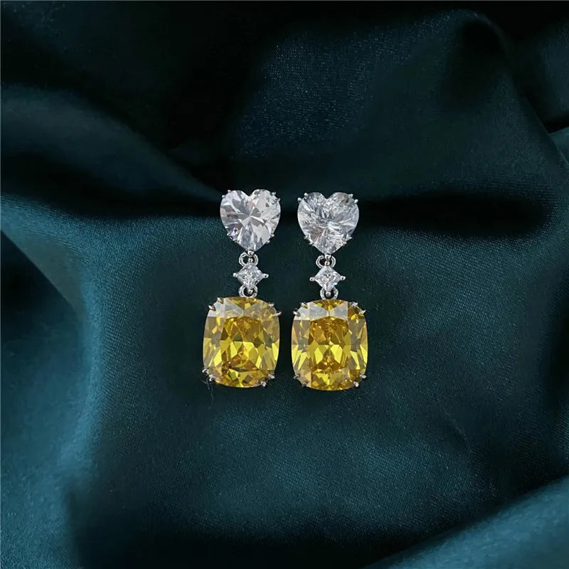 New Trendy Women Dangle Earrings Geometric Cubic Zirconia Wedding Engagement Accessories Elegant Earrings Female Jewelry