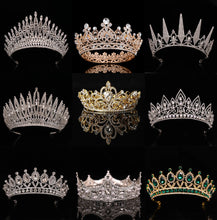 Load image into Gallery viewer, Wedding Crown Gold Silver Color Rhinestone Crystal Diadem Queen Crown Princess Tiaras Bridal Hair Jewelry Party Hair Accessories