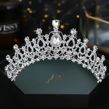 Cargar imagen en el visor de la galería, Hot Sale Rhinestone Crystal Wedding Bridal Jewelry Sets Women Bride Tiara Crowns Earring Necklace Set Wedding Hair Accessories