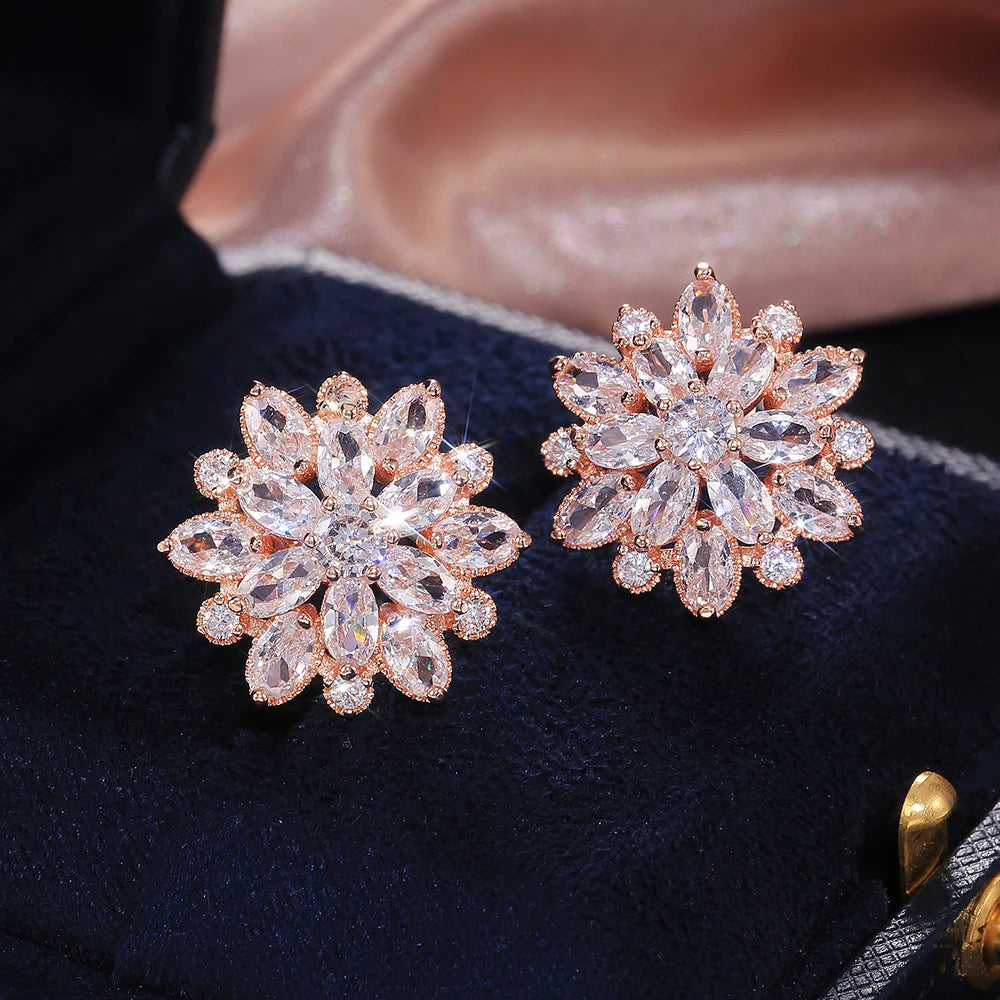 Gorgeous Double Layer Flower Women Stud Earring 7 Colors Available Wedding Dancing Party Gift Female Classic Earring - EUFASHIONBAGS