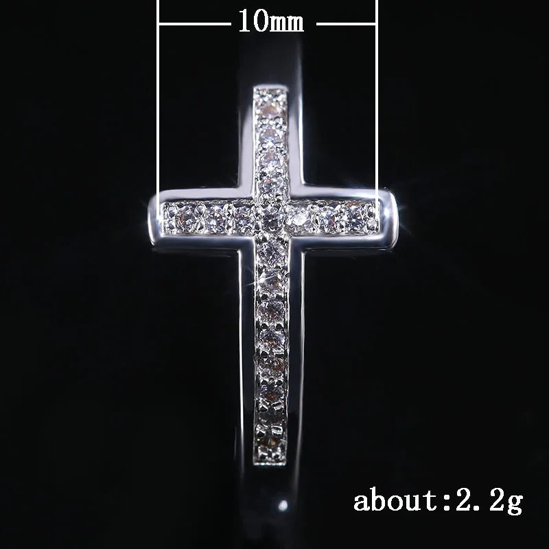 Simple Cross Women Finger Ring Inlaid Shine CZ Stone Daily Wear Fashion Rings Anniversary Girl Gift Versatile Jewelry Hot