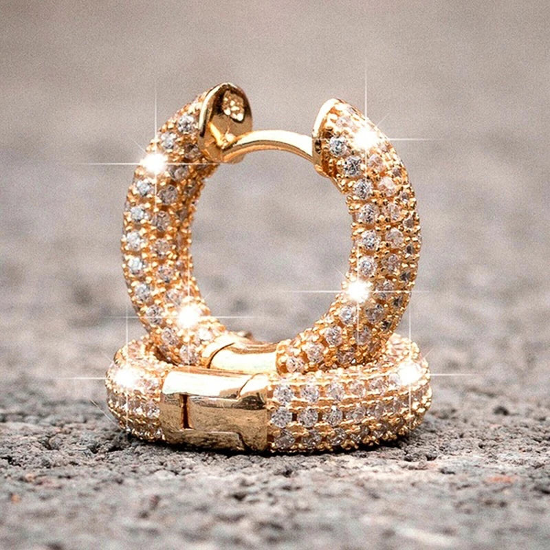 Luxury Women Small Hoop Earrings Dazzling Micro Paved CZ Stones Versatile Female Accessories High Quality Fashion Jewelry - EUFASHIONBAGS