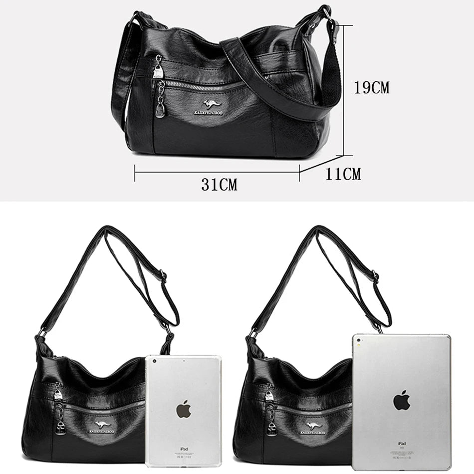 Sac A Main 2 Layers Large Capacity Shoulder Bags for Women Luxury Designer Handbags Vintage Female Crossbody Messenger Bag - EUFASHIONBAGS